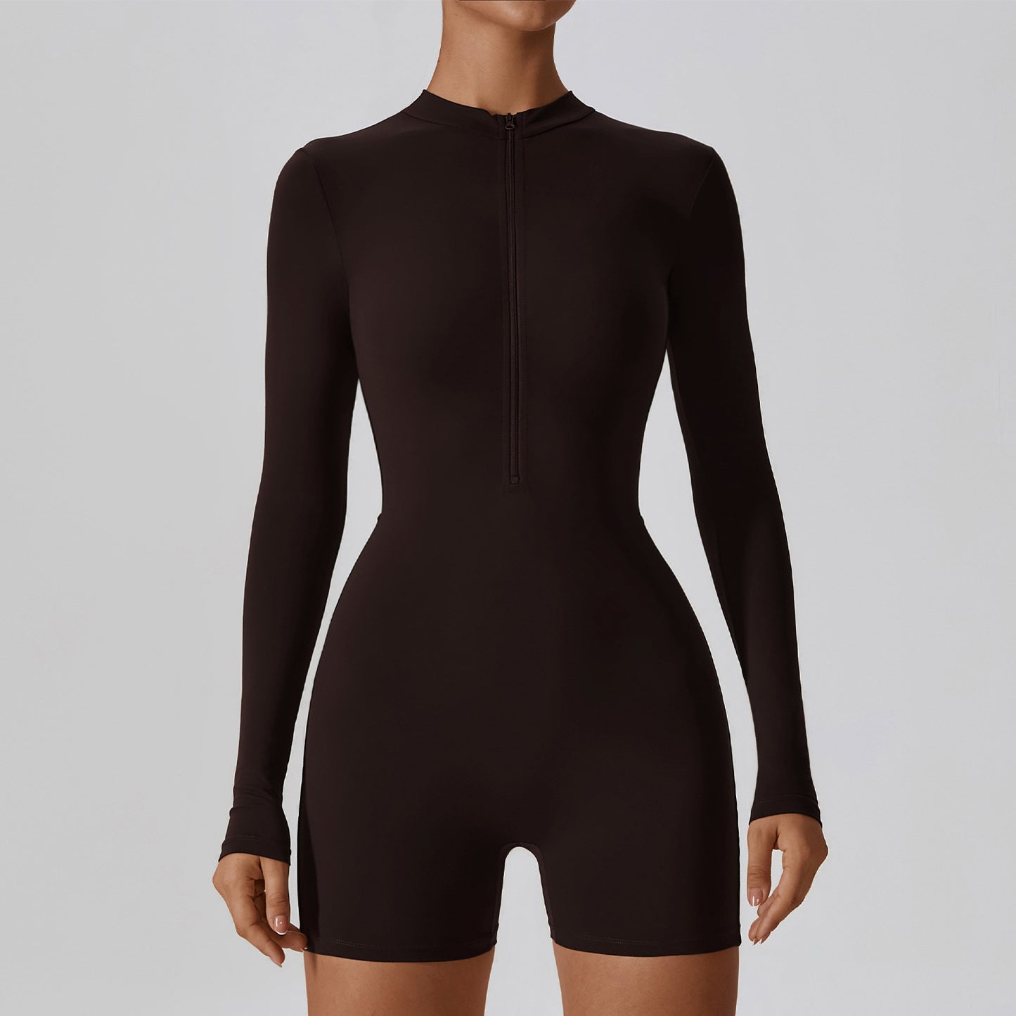 Long-sleeve Zipper One-piece Dance Fitness