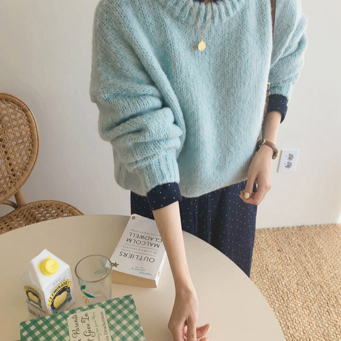 Retro Hedging Thickened Autumn And Winter Loose Slim Knit Sweater