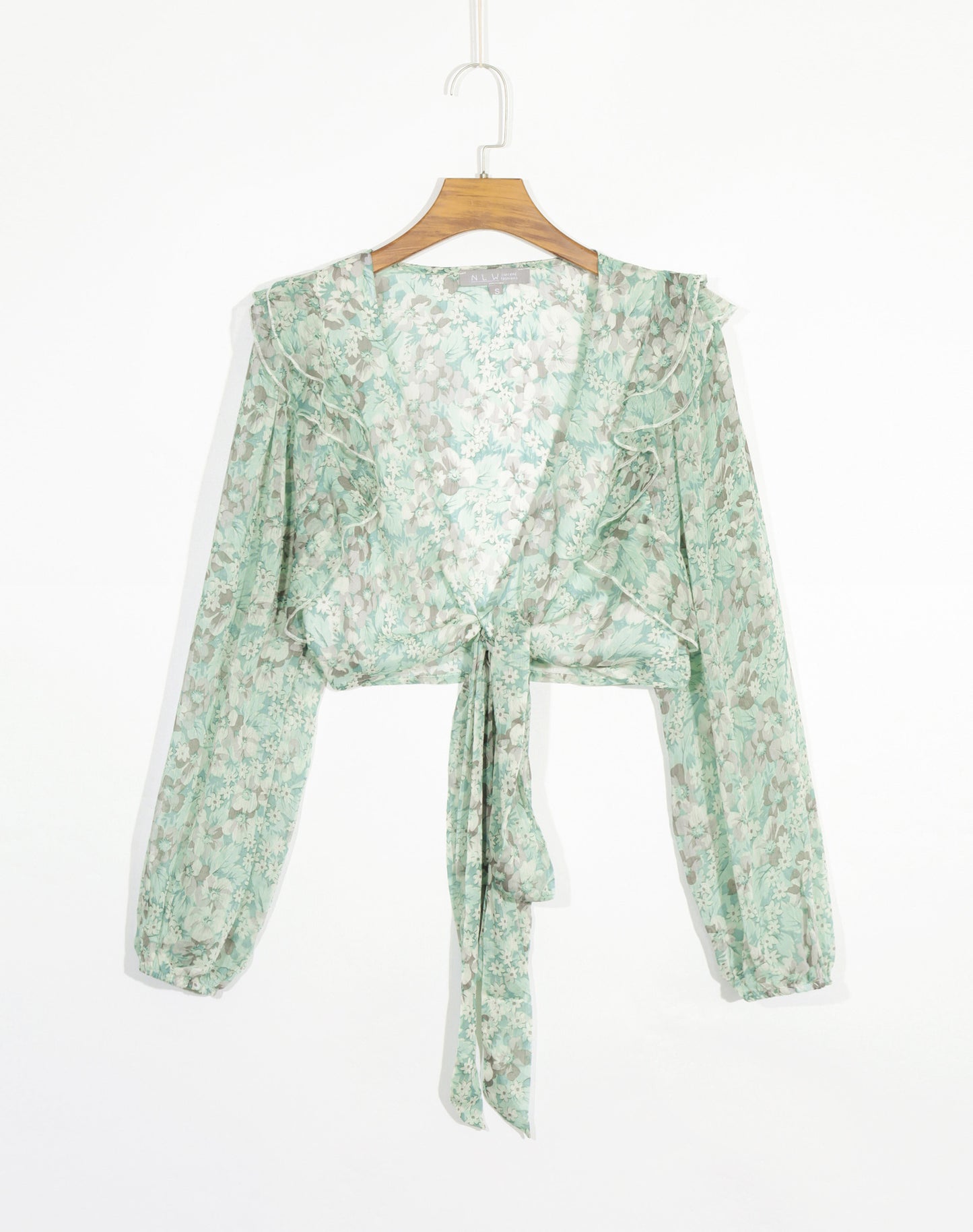 Australian ruffled floral wrap chiffon shirt