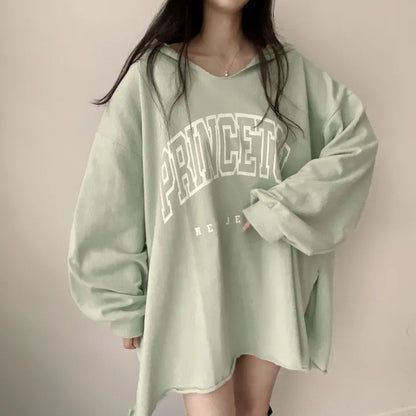 Korean Style Letter Hooded Loose Spring And Autumn Sweater