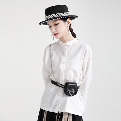 Dark Style Special-interest Design Front And Back Open Button Shirt Loose Long Sleeve Top