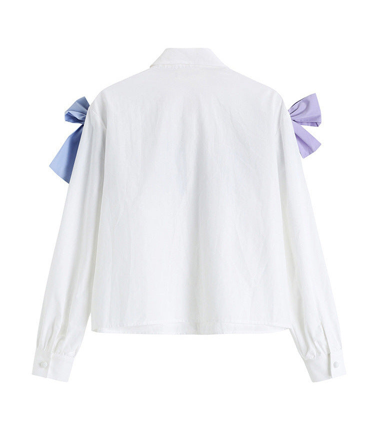 Niche French Shirt Bow All-match Fashion Korean Version