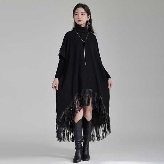 Women's Fashion Black Tassels Skirt