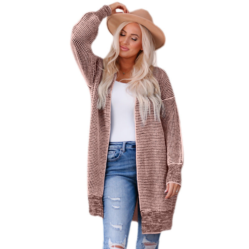 New Mid-length Knitted Smocking Women's Sweater Cardigan