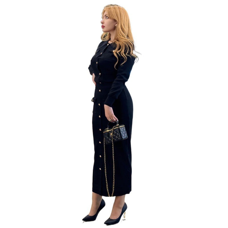 Spring And Autumn Elegant Chic Pleated Lapel Woolen Skirt Suit