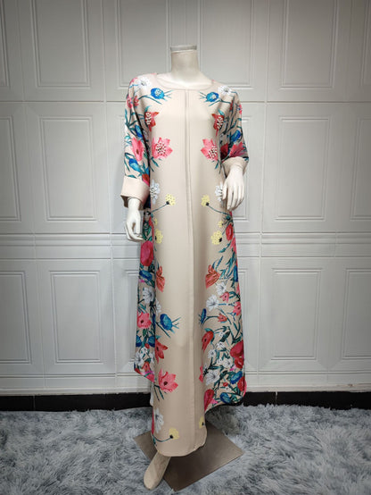 Robe musulmane de luxe abordable, mode strass, impression de positionnement, Robe arabe pour dames