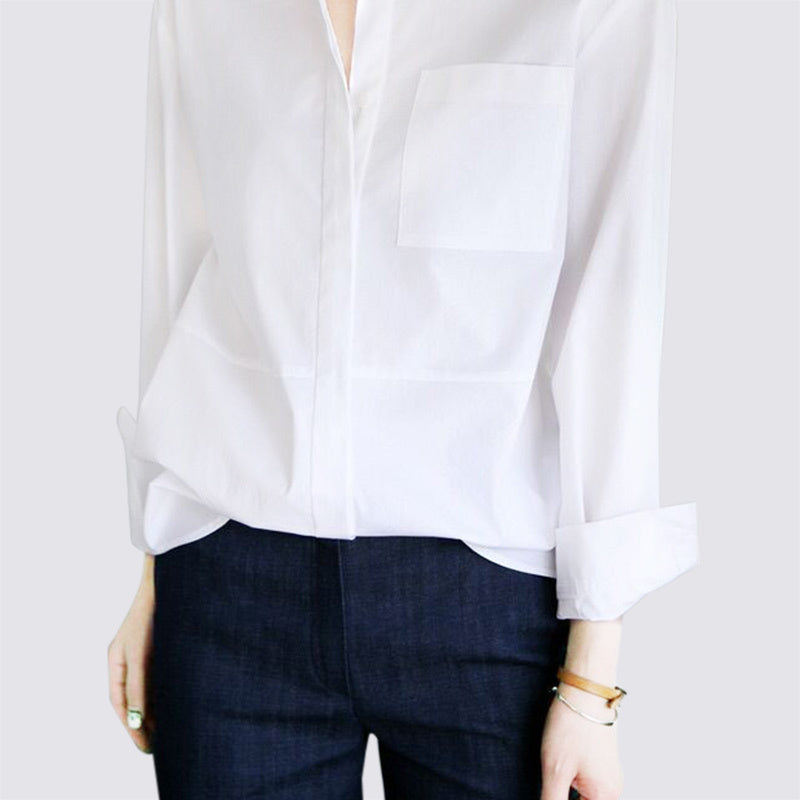 Slim Professional Loose White Shirt Women