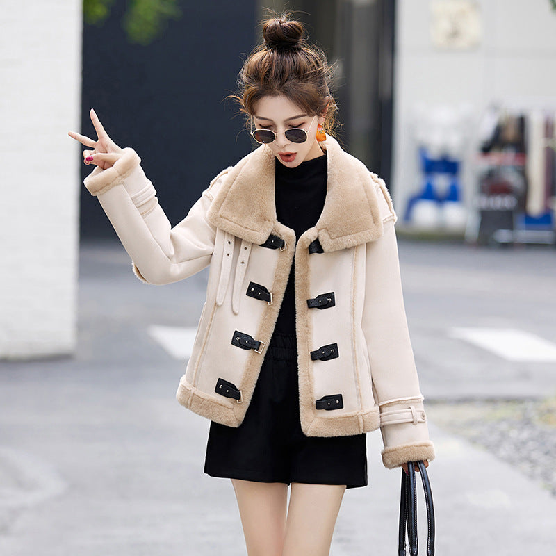 Lamb Wool Coat Women's Winter Fur Integrated