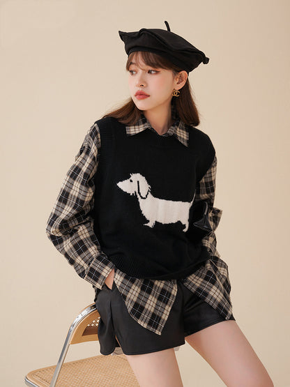 Loose ThinVersatile Long-sleeved Design Niche Plaid