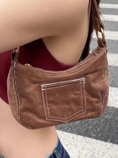 Bolso de hombro de pana simple de moda para mujer