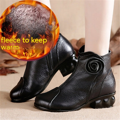 Ethnic Style Fleece-lined Vintage Warmth Retention Material Women's Boots