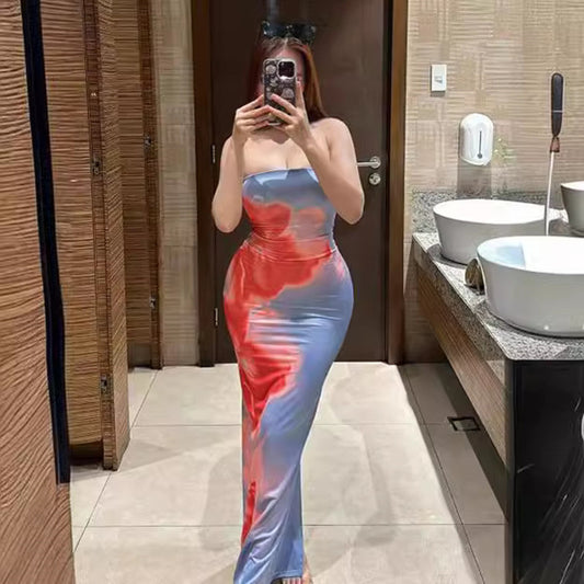 Ropa de mujer Vestido Vaina sin cuello Estampado