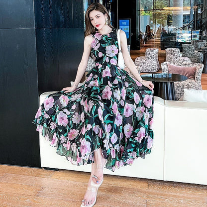 Vestido floral de pausa para el té francés