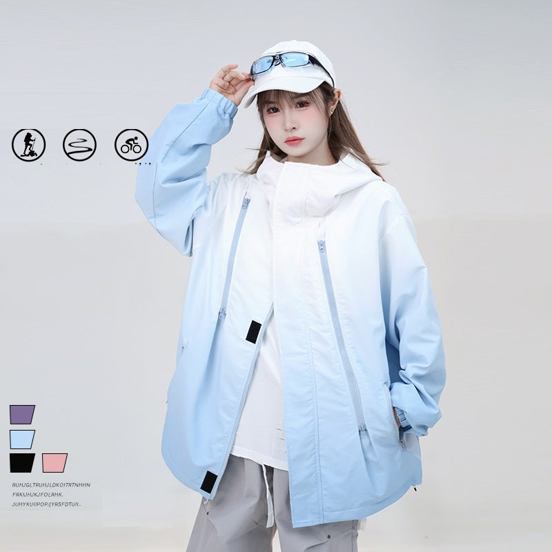 Gradient Color Waterproof Jacket Coat