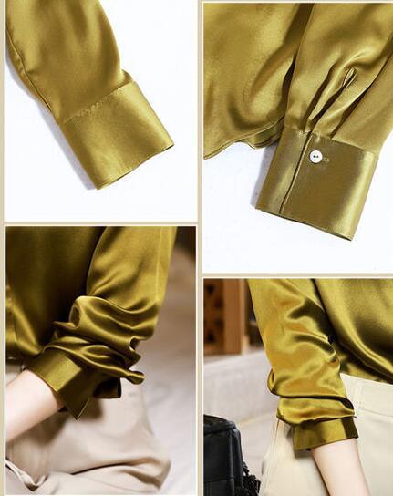 Women's Long-sleeved Loose Solid Color Crepe Satin Shirt