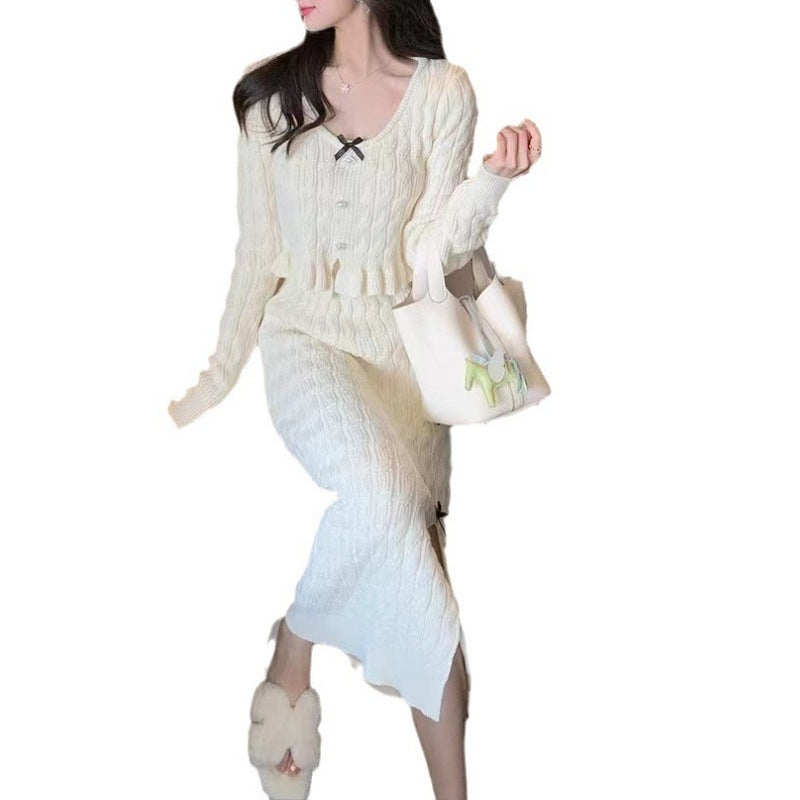 Long Skirt Two-piece Suit New Knitwear Sweater For Women