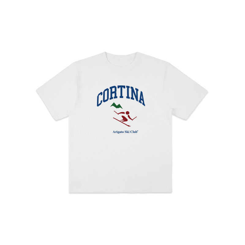 American Retro Sports Ski Portrait Letter T-shirt