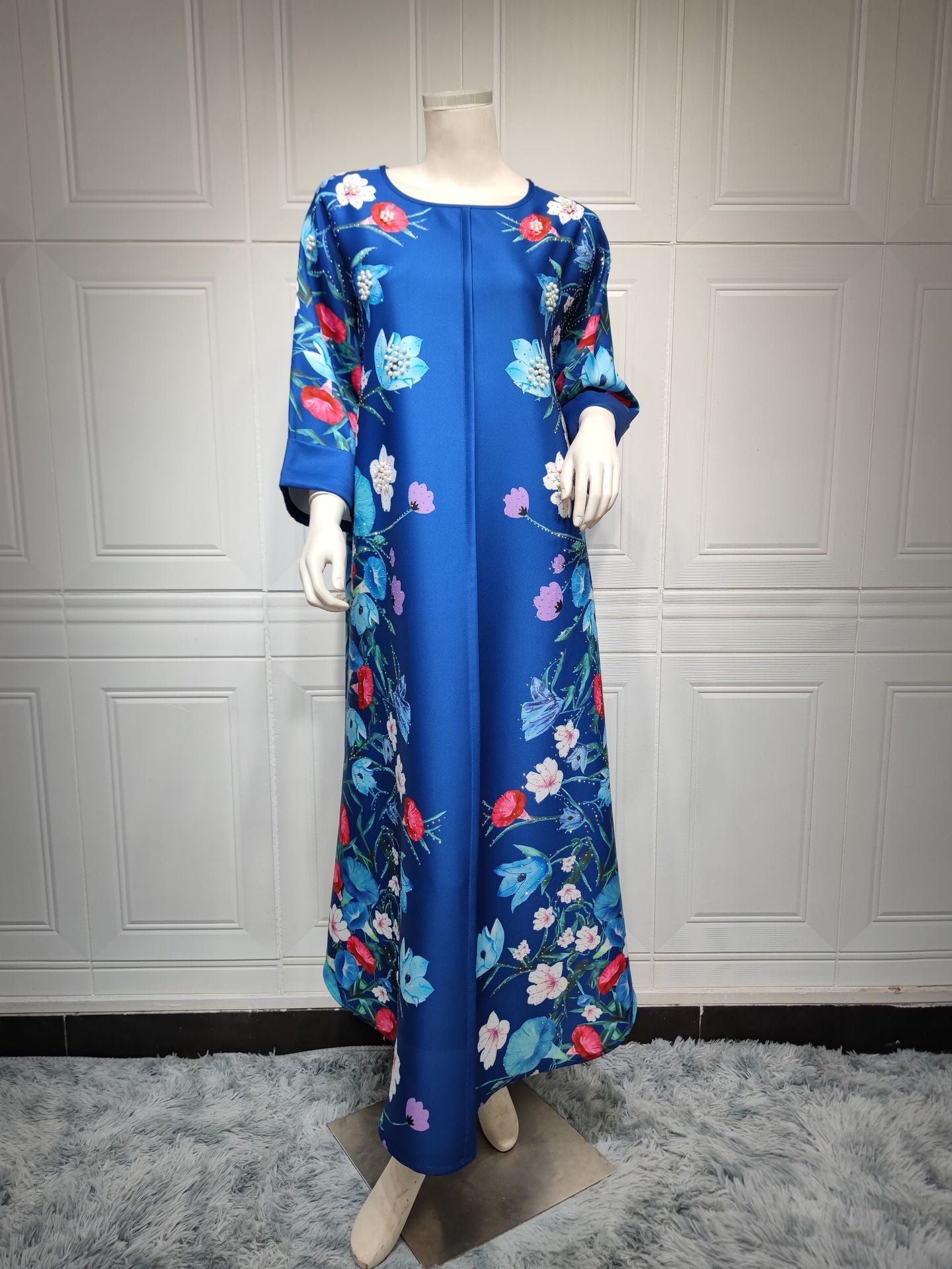 Muslim Robe Affordable Luxury Fashion Rhinestone Positioning Printing Arabic Ladies Dress