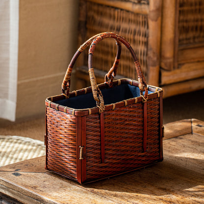 Bolso de mano para mujer hecho a mano con tejido de bambú