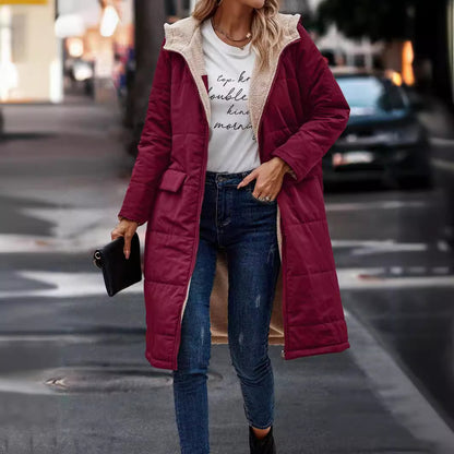 Chaqueta Con Capucha De Manga Larga Con Costuras Simples De Moda