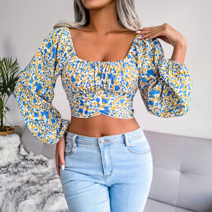 Ditsy Floral Crisscross Cropped Top