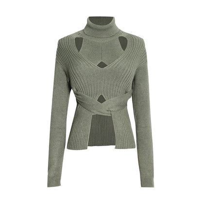 Design Sense Pullover Suéter corto elástico delgado para mujer