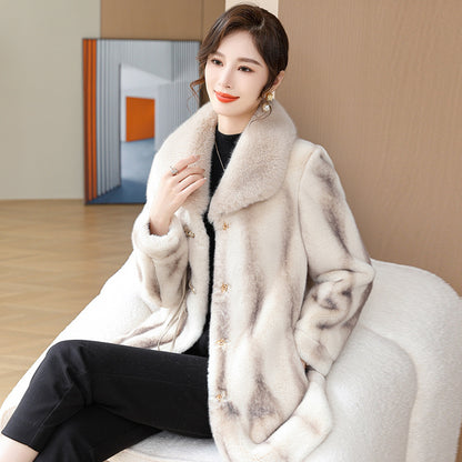 Women's Fashionable Temperament Warm Imitation Mink Coat