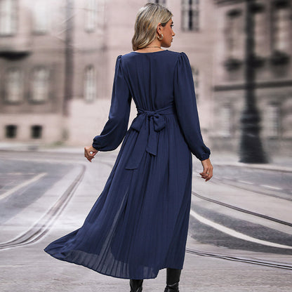 Long Sleeve Solid Color Dress Women's Long