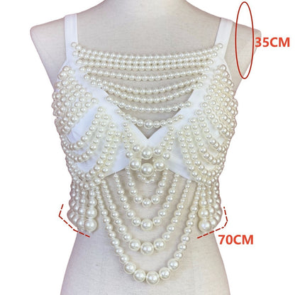 Women's Fashion Suspenders Pearl Vest