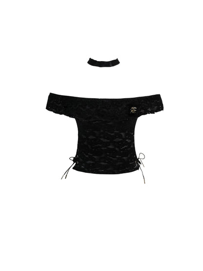 Blusa de encaje bidireccional con cuello cuadrado Design Sense Niche