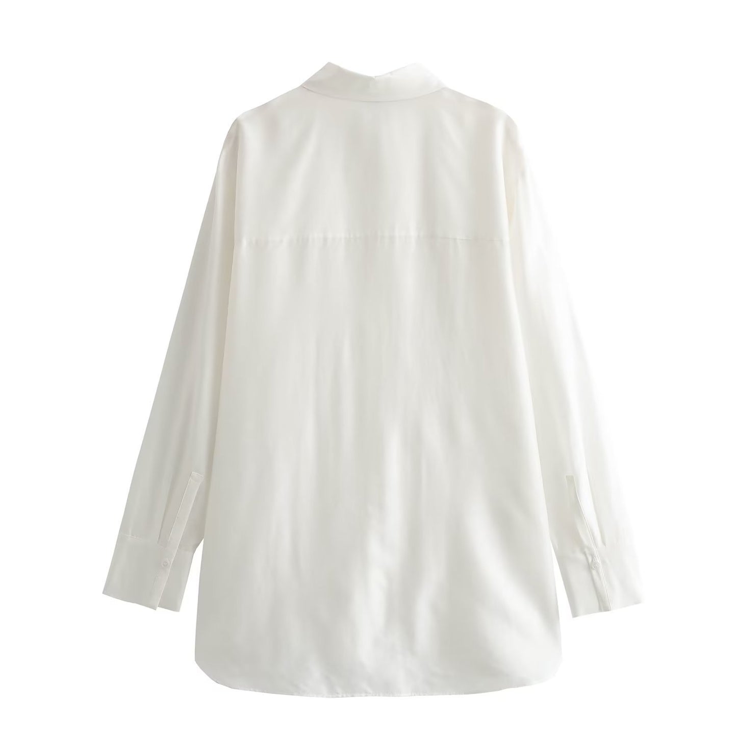 Chemise élégante à effet drapé blanc ample et assortie avec tout pour femme