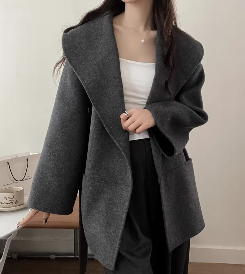 Autumn And Winter Double-faced Woolen Goods Cashmere Coat Small-sized Woolen Coat