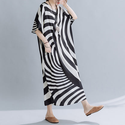 Robe longue imprimée à rayures pour femmes