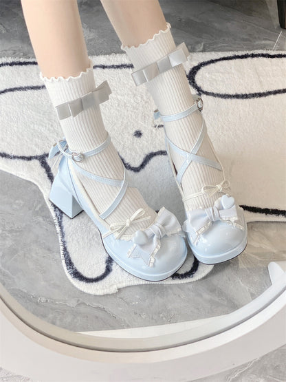 Zapatos lindos de una sola capa con plataforma de tacón medio Zapatos Lolita para mujer