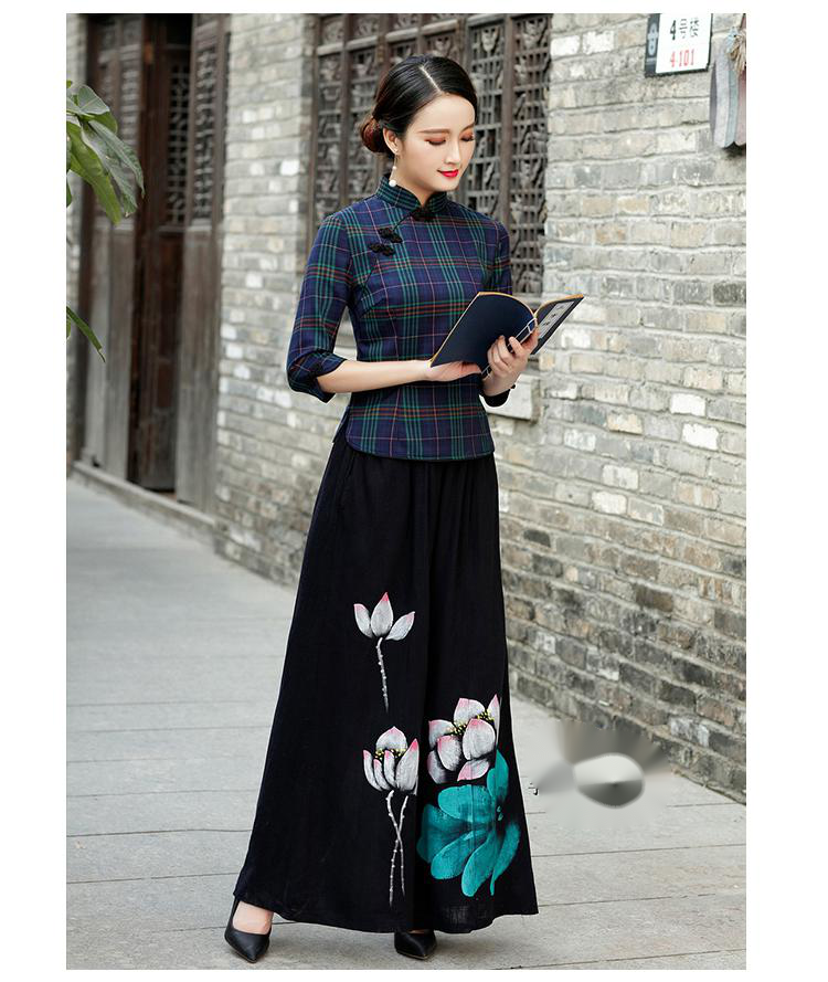 Traje Tang retro de celosía mejorado estilo República de China