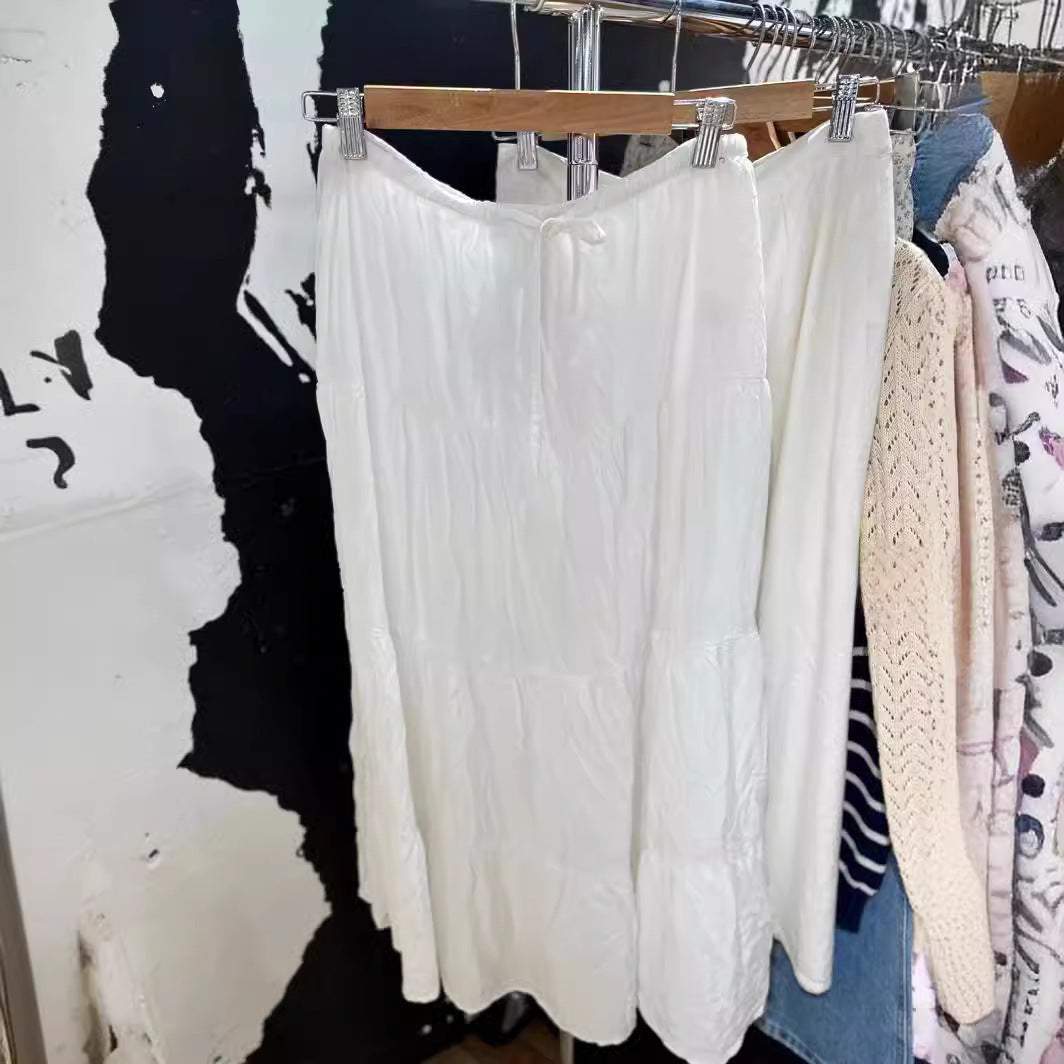 Vestido escalonado de cintura alta para mujer de medio cuerpo con cordones