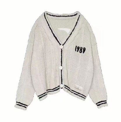 Cardigan brodé en tricot, pull ample et décontracté, d'apparence jeune, de tempérament