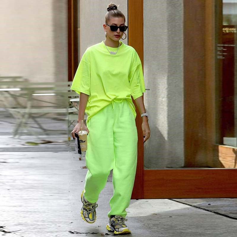 Fluorescent green shirt loose and thin bf wind