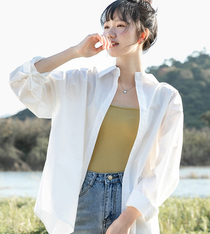 Loose Long Sleeved Shirt Coat Outer Top