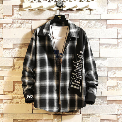 Plaid Shirt Korean Workwear Jacket Outdoor Casual Shirt Loose Jacket