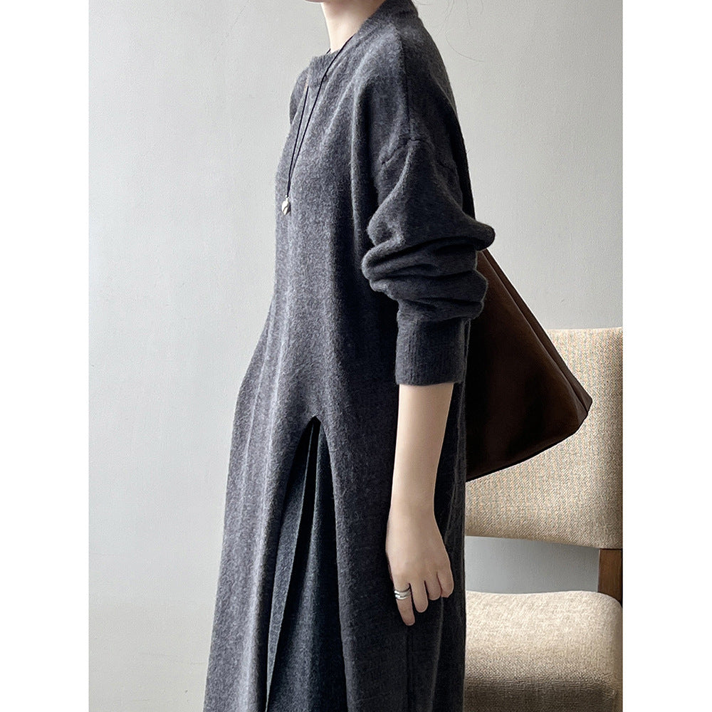 Lazy Style Side Slit Long Sweater For Women