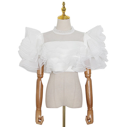 Palace style ruffled mesh top