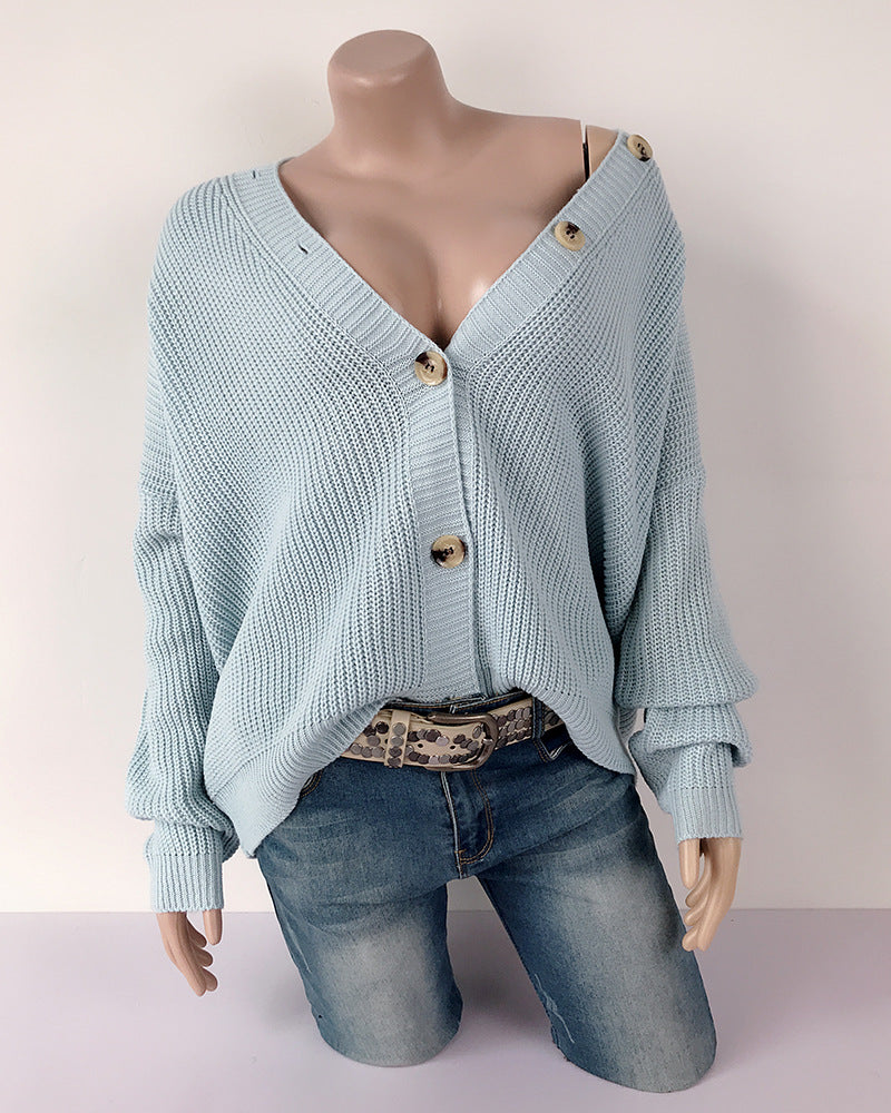 Single-row button cardigan sweater