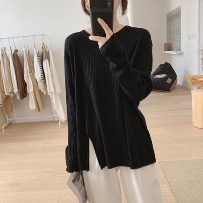 Split Pullover Long Sleeve Cashmere Sweater