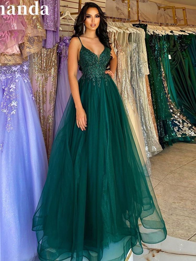 Vestido de noche de anfitrión de banquete verde oscuro