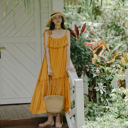 Robe ample à bretelles bohème pour femmes