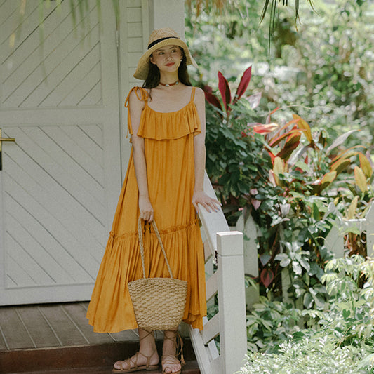 Vestido holgado con tirantes bohemios para mujer