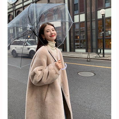 Women's Elegant Chenille Composite Fur Integrated Lamb Wool Particle Coat