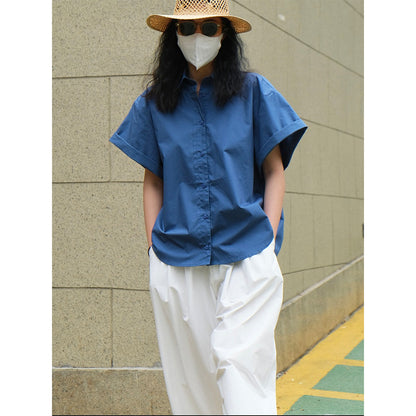 New Japanese Refreshing Casual Rolled Shirt Loose