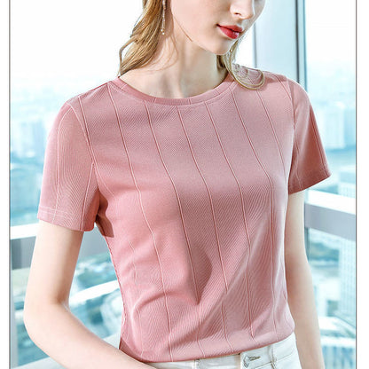 Ice Silk Short-Sleeved T-Shirt Women's Self-Cultivation Summer New Women's Sweater